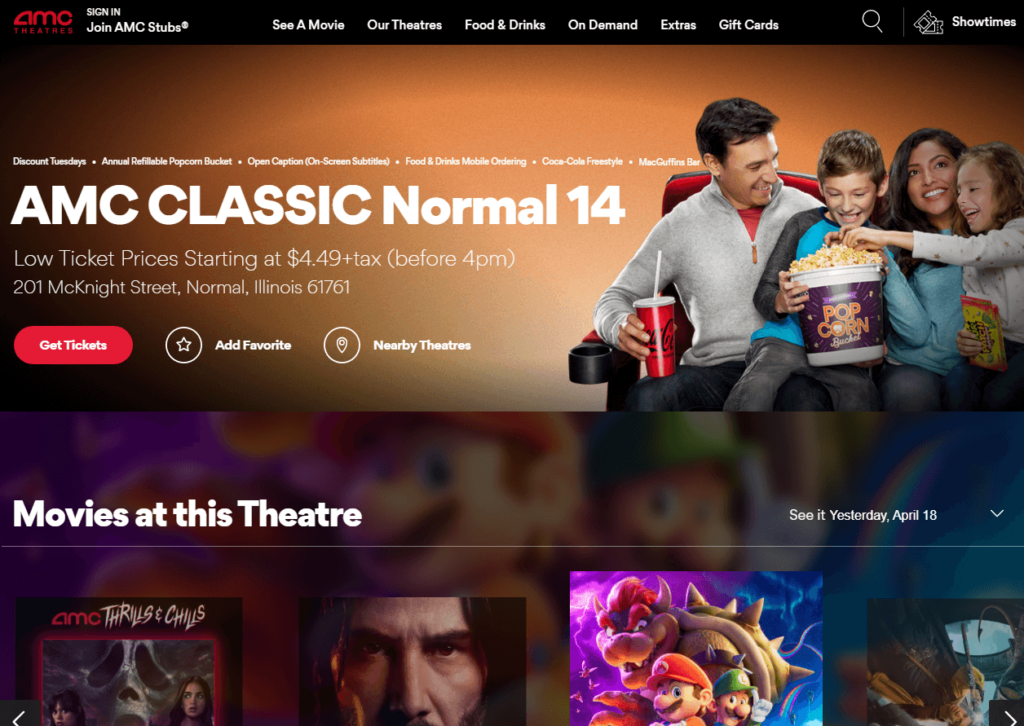 Homepage of AMC Classic Normal 14 / amctheatres.com