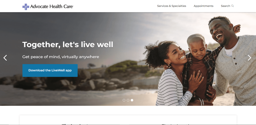 Homepage of Advocate Health Care / advocatehealth.com