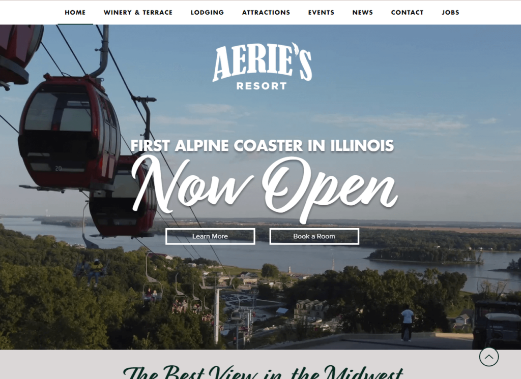 Homepage of Aerie's Resort & Winery / aeriesresort.com
