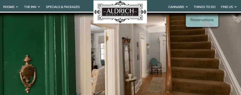 Homepage of Aldrich Guest House website /
Link: https://aldrichguesthouse.com/