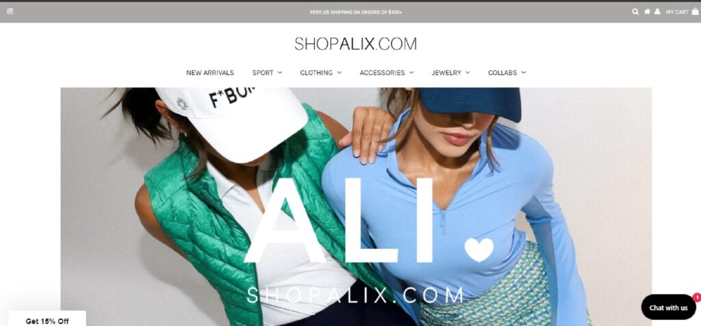 Homepage of Alixandra Blue Boutique website 
Link: https://www.shopalix.com/