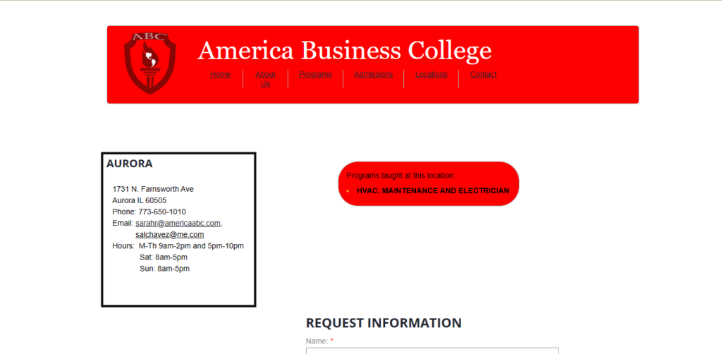 Homepage of America Business College / americacollege.org