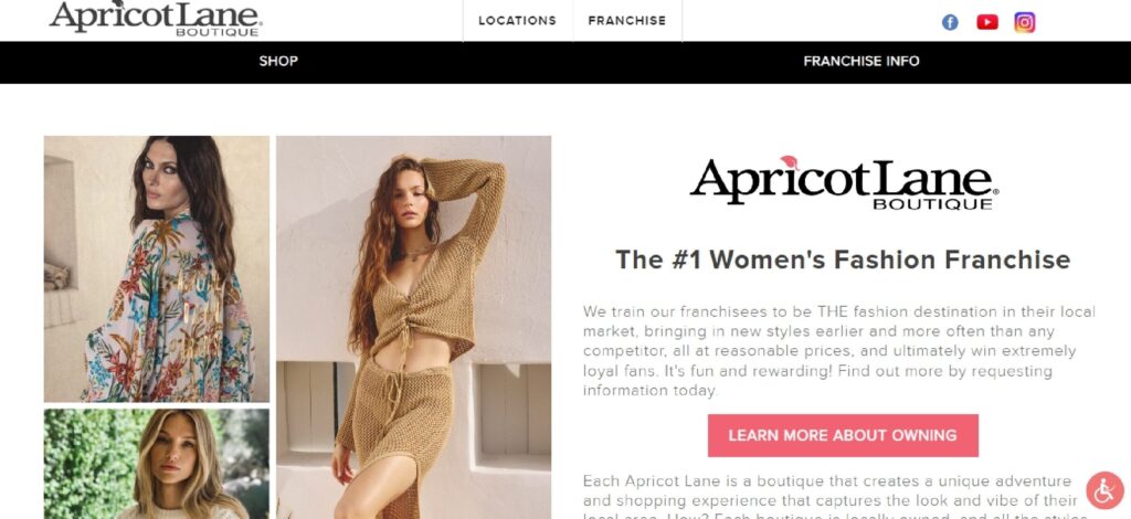 Homepage of Apricot Lane Boutique website
Link: https://apricotlaneboutique.com/