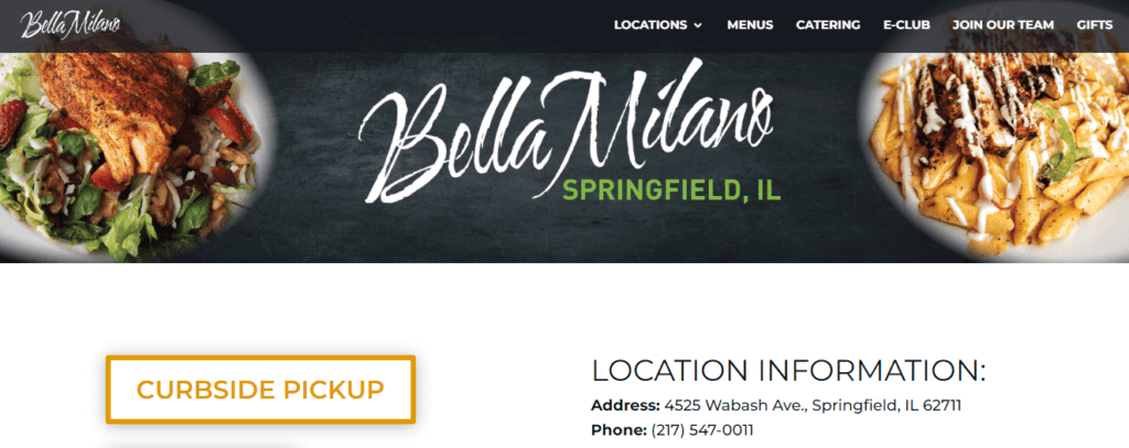 Homepage of Bella Milano website /
Link: https://bellamilanos.com/springfield/