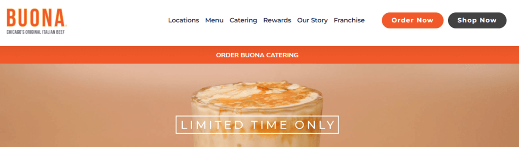 Homepage of Buona Catering website /
Link: https://buona.com/