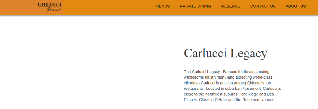 Homepage of Carlucci Rosemont website /
Link: https://www.carluccirosemont.com/