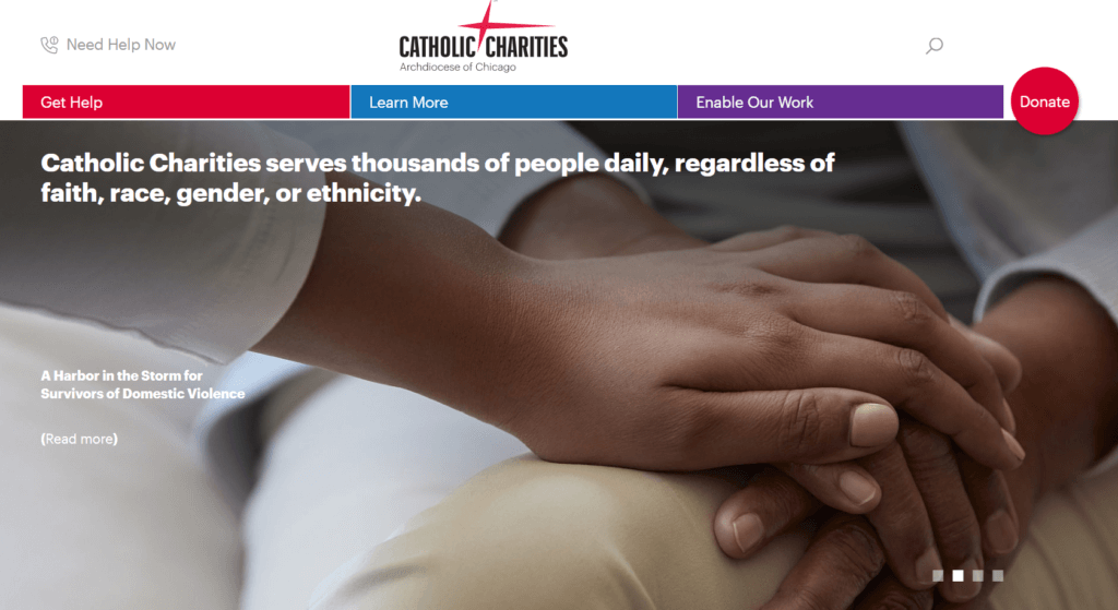 Homepage of Catholic Charities Archdiocese website /
Link: https://www.catholiccharities.net/
