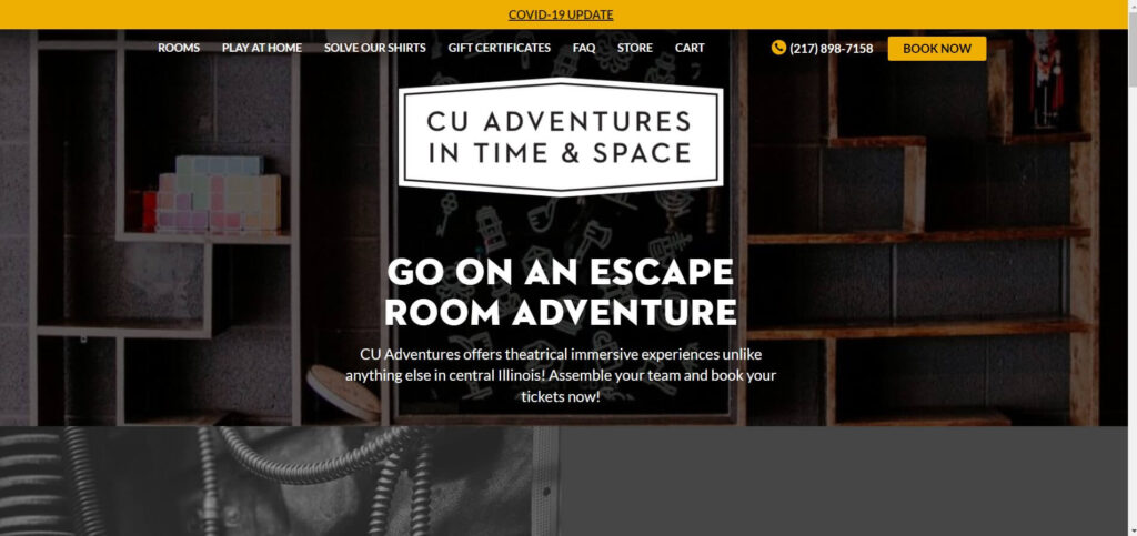 Homepage of the Champaign-Urbana Adventures in Time and Space website / cuadventures.com