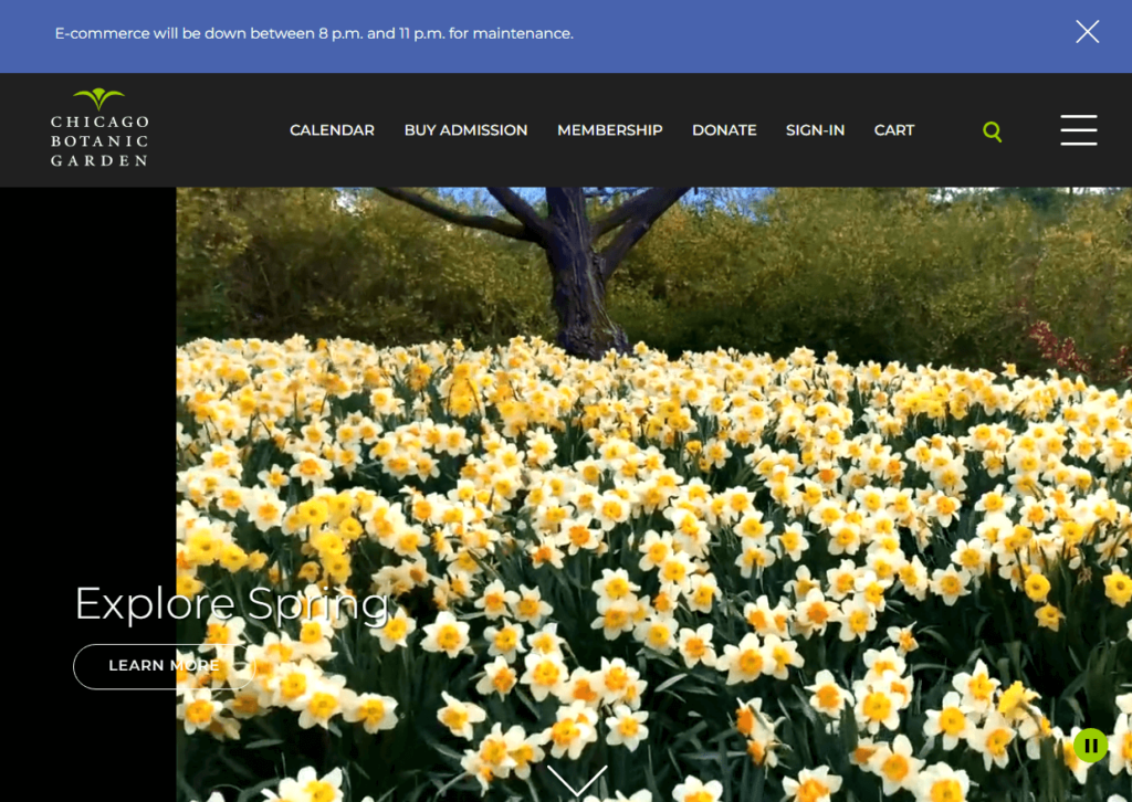 Homepage of Chicago Botanic Garden / chicagobotanic.org