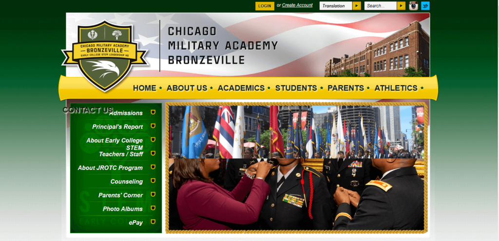 Homepage of Chicago Military Academy / chicagomilitaryacademy.org