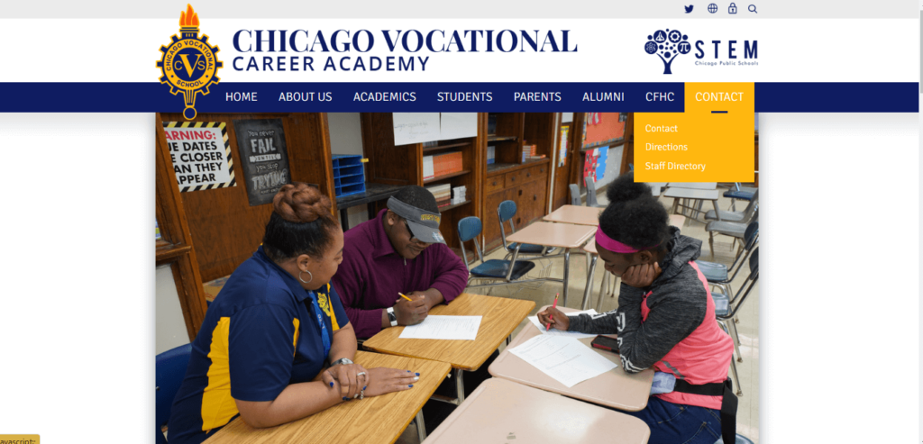 Homepage of Chicago Vocational Academy / cvcacademy.org