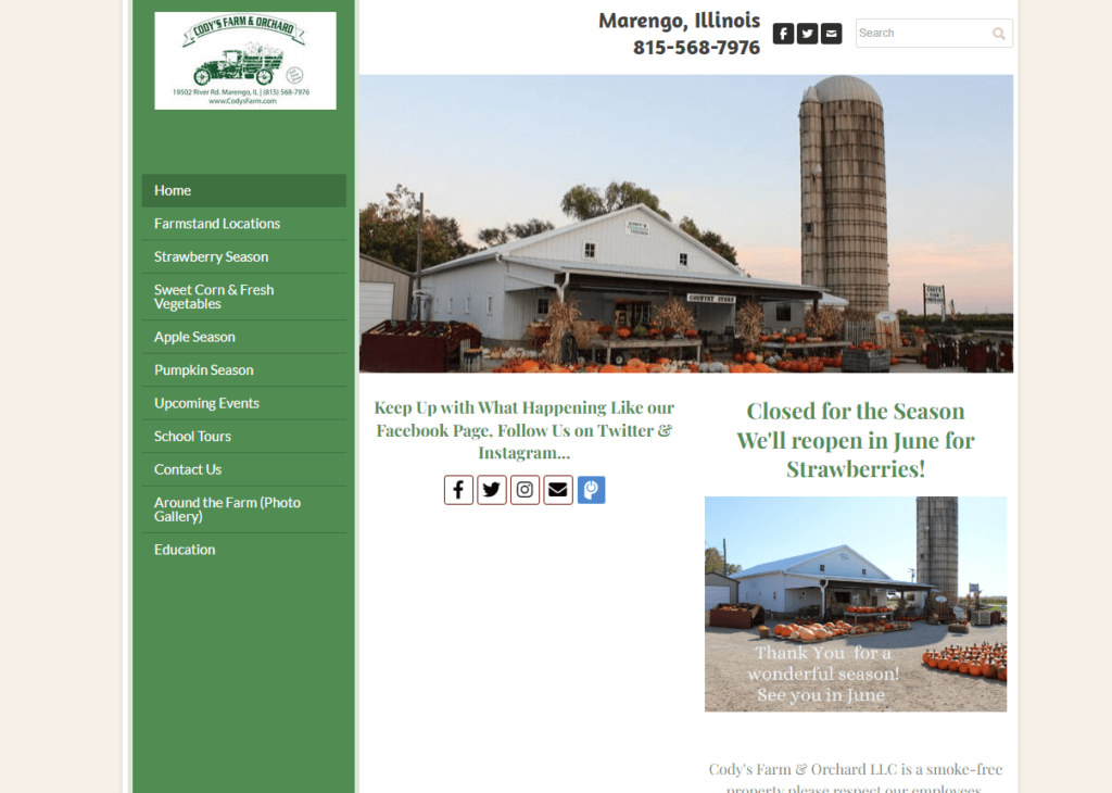 Homepage of Cody's Farm & Orchard / codysfarm.com
