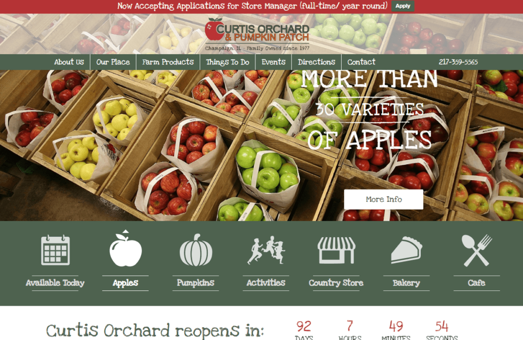 Homepage of Curtis Orchard & Pumpkin Patch / curtisorchard.com
