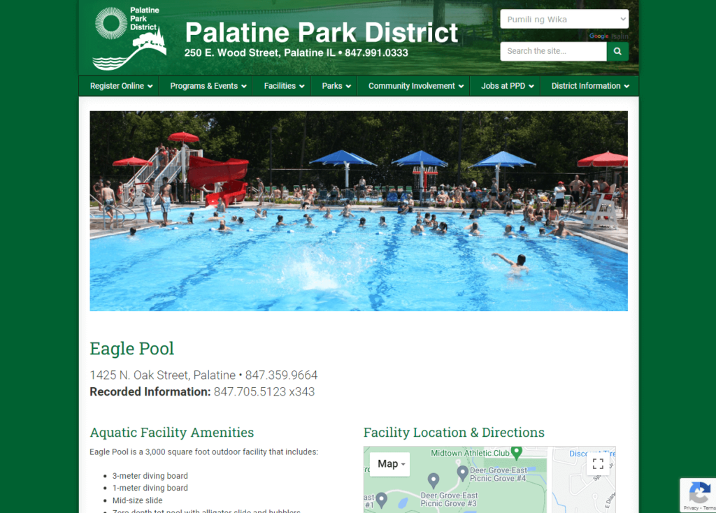 Homepage of Eagle Pool / palatineparks.org