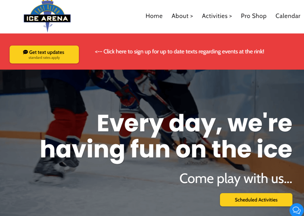 Homepage of East Alton Ice Arena / eastaltonicearena.org

