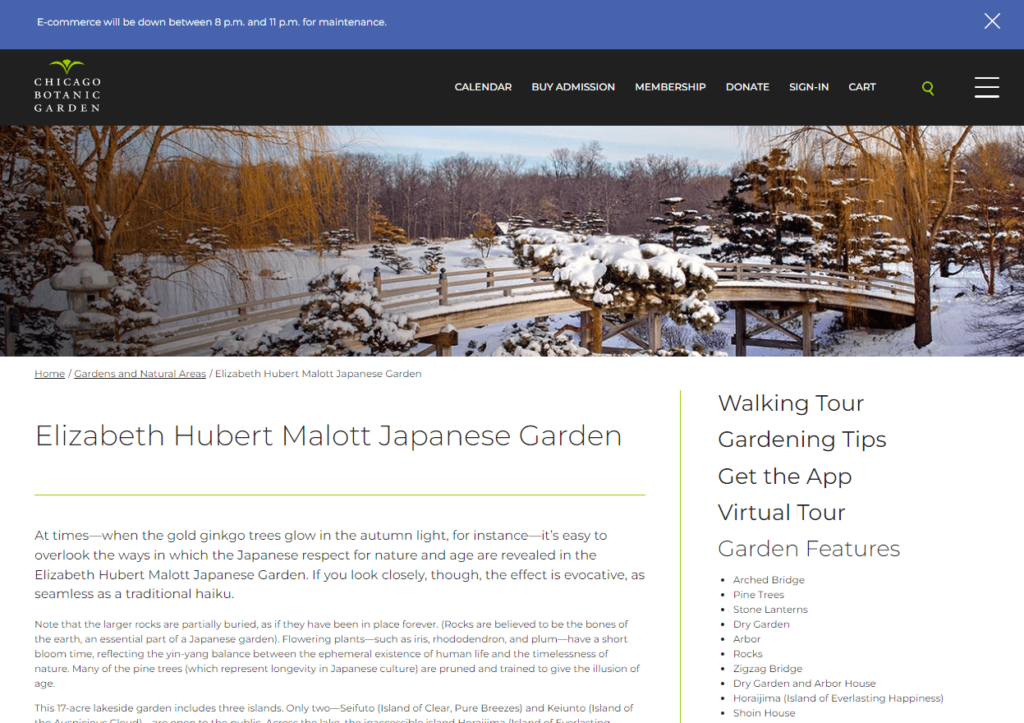 Homepage of Elizabeth Hubert Malott Japanese Garden / chicagobotanic.org
