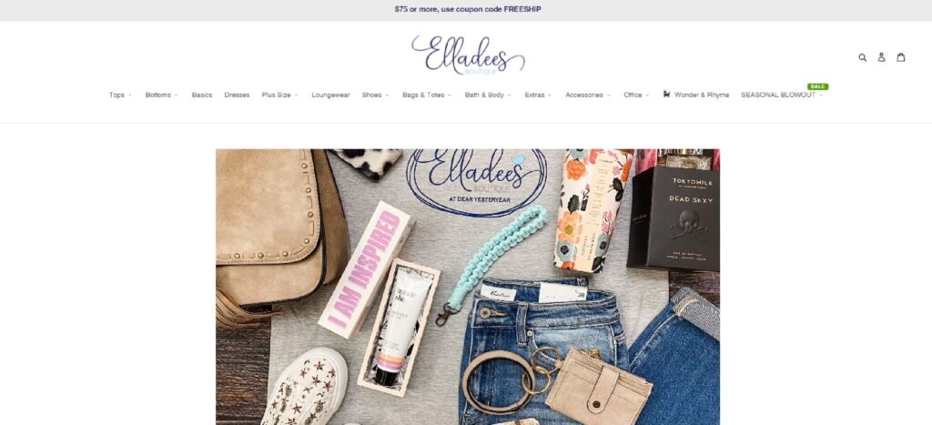 Homepage of Elladees Boutique website 
Link: https://elladees.com/