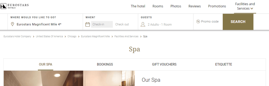 Homepage of Eurostars Magnificent Miles Spa /
Link: https://www.eurostarshotels.co.uk/eurostars-magnificent-mile/spa.html