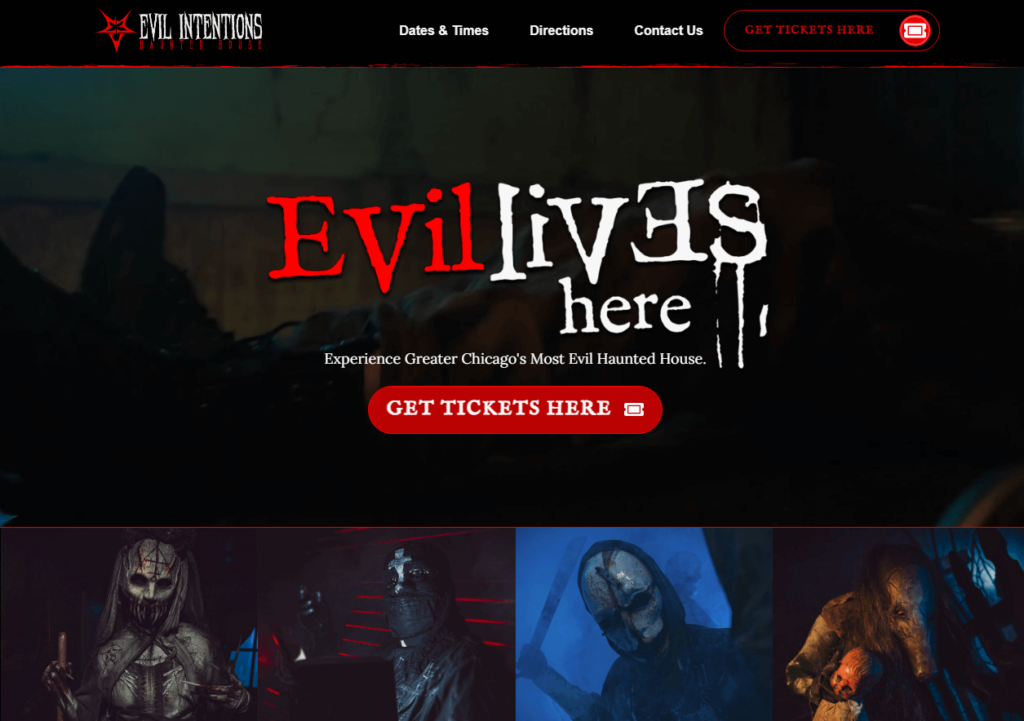 Homepage of Evil Intentions Haunted House / eihaunt.com
