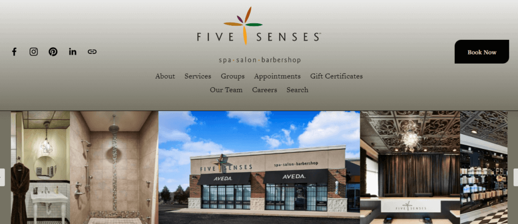 Homepage of Five Senses Spa and Salon website /
Link: https://www.fivesensesspaandsalon.com/