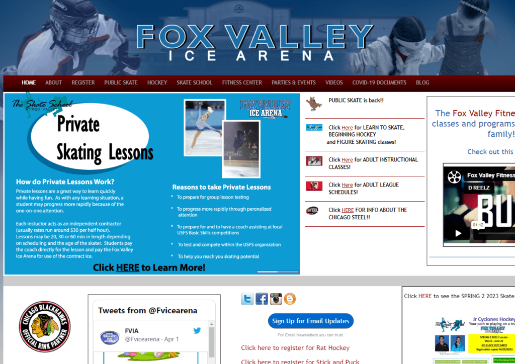 Homepage of Fox Valley Ice Arena / fvia.us
