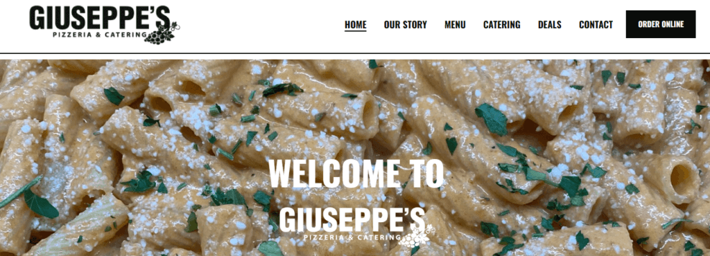 Homepage of Giuseppe's Pizzeria and Catering website/
Link: https://www.giuseppespizzeriacatering.com/