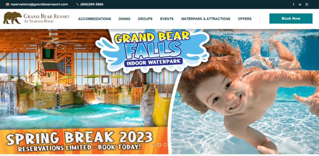 Homepage of Grand Bear Resort website /
Link: https://www.grandbearresort.com/