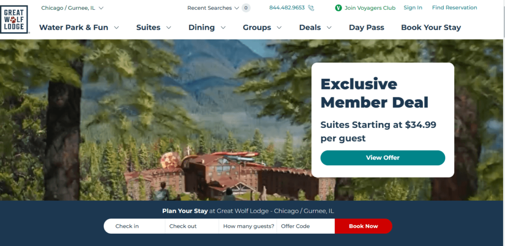 Homepage of Great Wolf Lodge / greatwolf.com