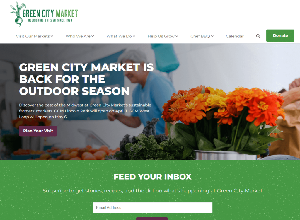 Homepage of Green City Market / greencitymarket.org
