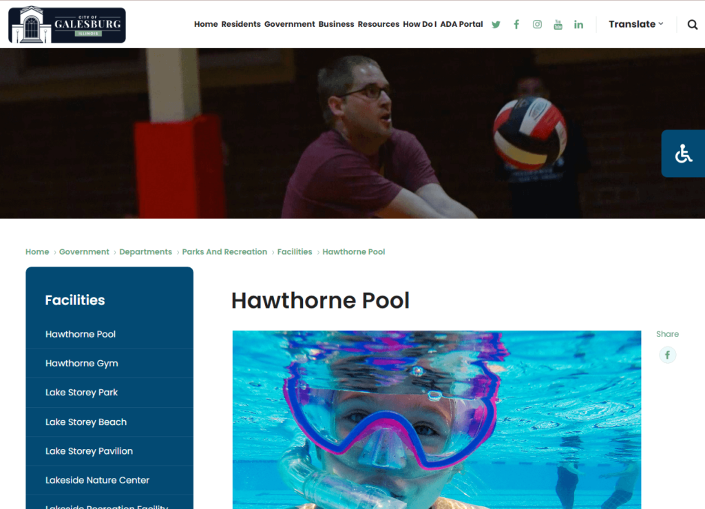 Homepage of Hawthorne Pool / galesburg.il.us