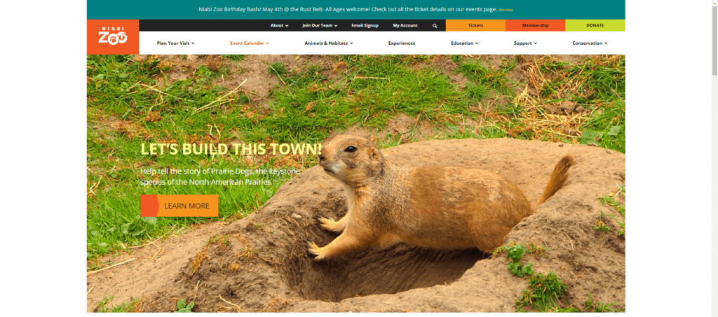 Homepage of Niabi Zoo's website / www.niabizoo.com

Link: https://www.niabizoo.com/