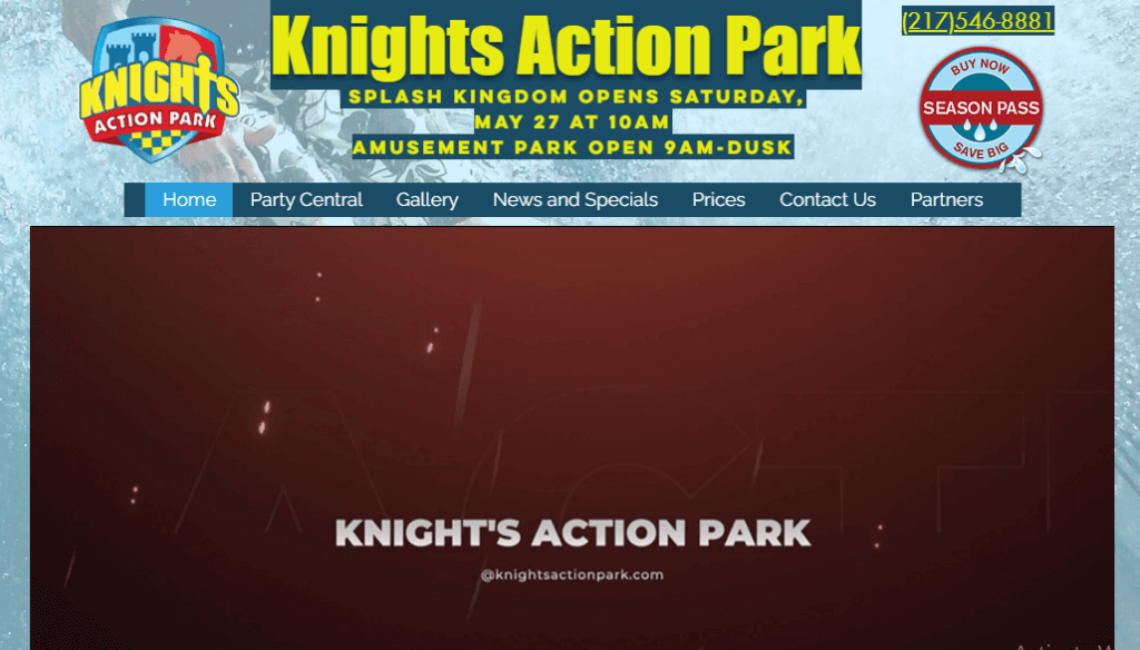 Homepage of Knights Action Park website /
Link: https://www.knightsactionpark.com/