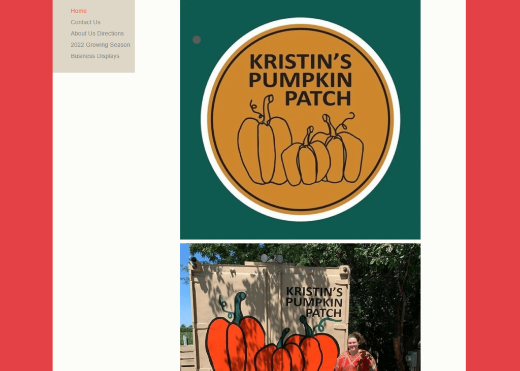 Homepage of Kristin's Pumpkin Patch / kristinspumpkinpatch.com
