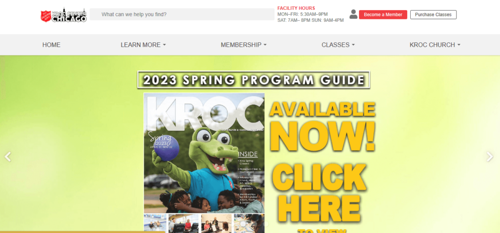 Homepage of Kroc Center Chicago / kroccenterchicago.com