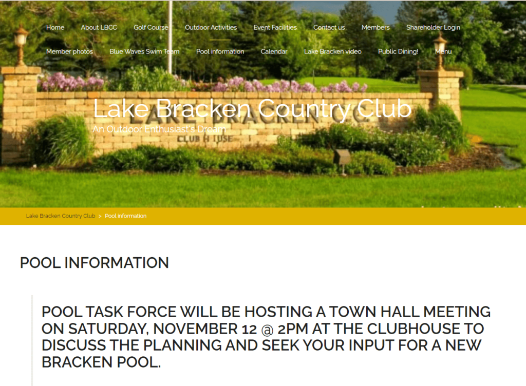 Homepage of Lake Bracken Country Club Pool / lakebracken.com
