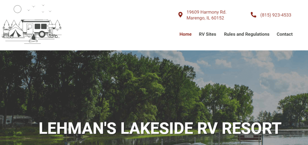 Homepage of Lehman's Lakeside RV Resort website /
Link: https://lehmanrv.com/
