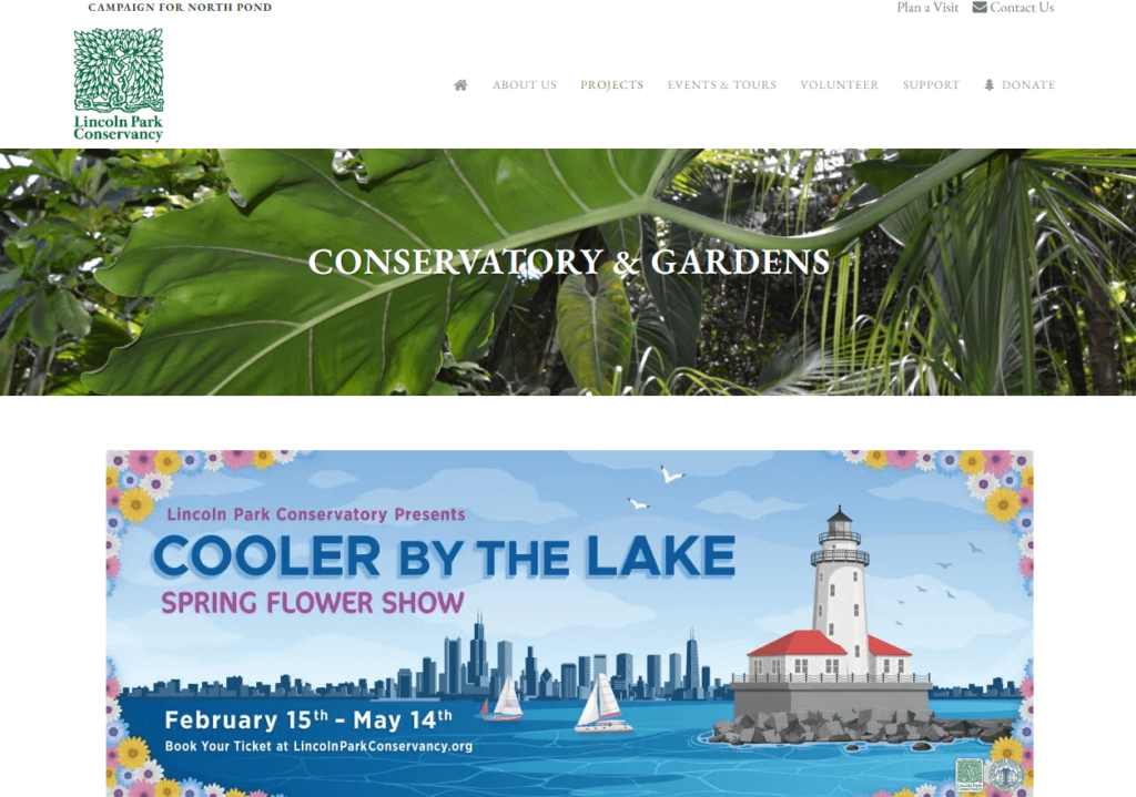 Homepage of Lincoln Park Conservatory and Gardens / lincolnparkconservancy.org
