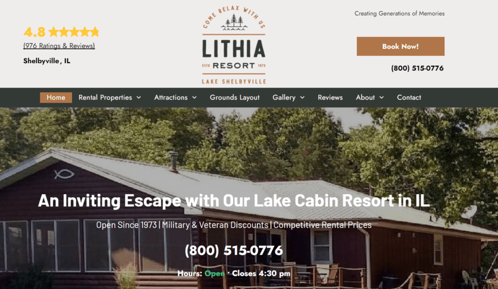 Homepage of Lithia Resort website /
Link: https://www.lithiaresort.com/