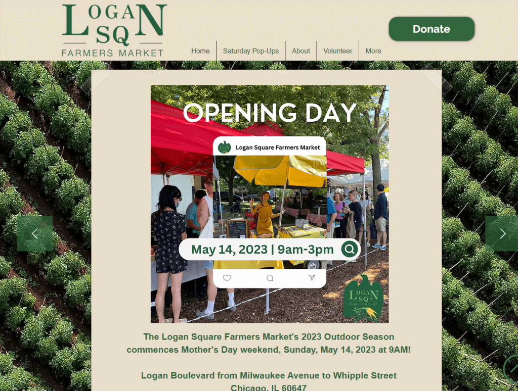 Homepage of Logan Square Farmers Market / logansquarefarmersmarket,org
