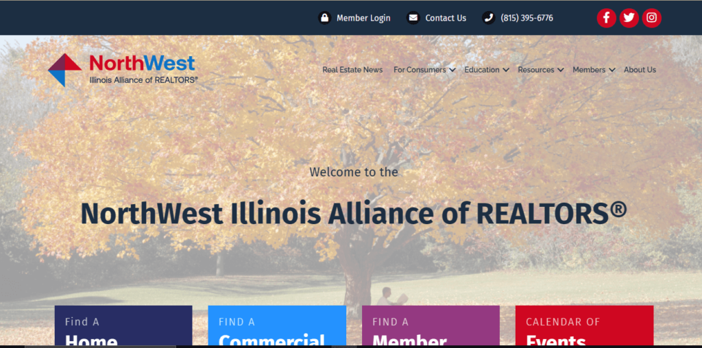 Homepage of NorthWest Illinois Realtors / northwestillinoisalliance.realtor