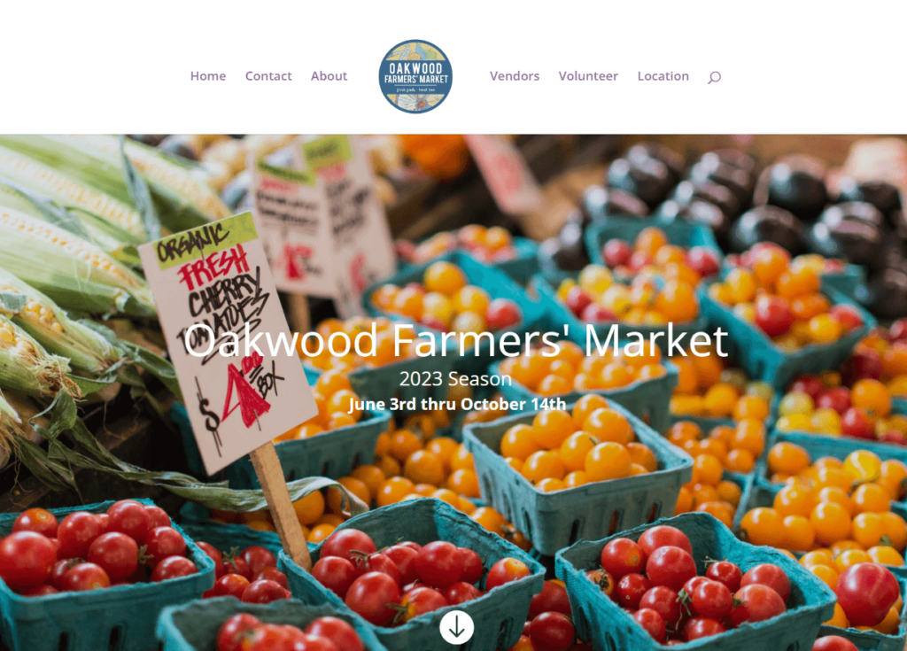 Homepage of Oakwood Farmers Market / oakwoodfarmersmarket.org
