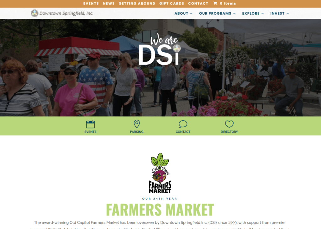 Homepage of Old Capitol Farmers Market / downtownspringfield.org
