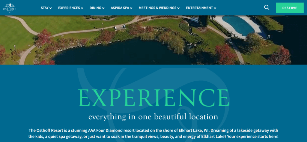 Homepage of Osthoff Resort website /
Link: https://osthoff.com/