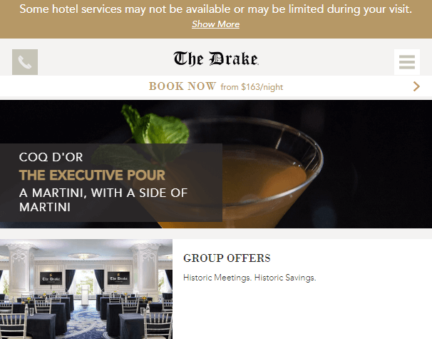 Homepage of The Drake Hotel / thedrakehotel.com
