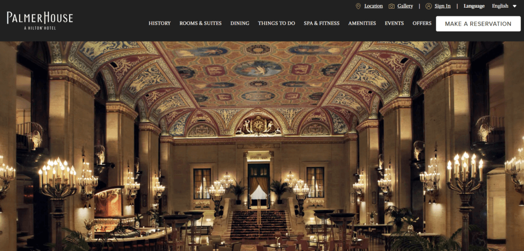 Homepage of Palmer House website /
Link: https://www.hilton.com/en/hotels/chiphhh-palmer-house/