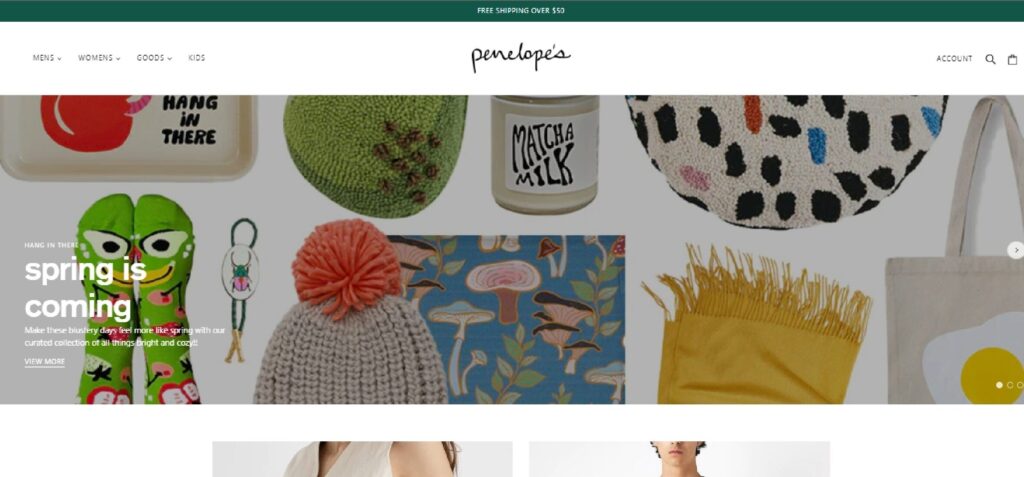 Homepage of Penelope's Boutique website 
Link: https://shoppenelopes.com/