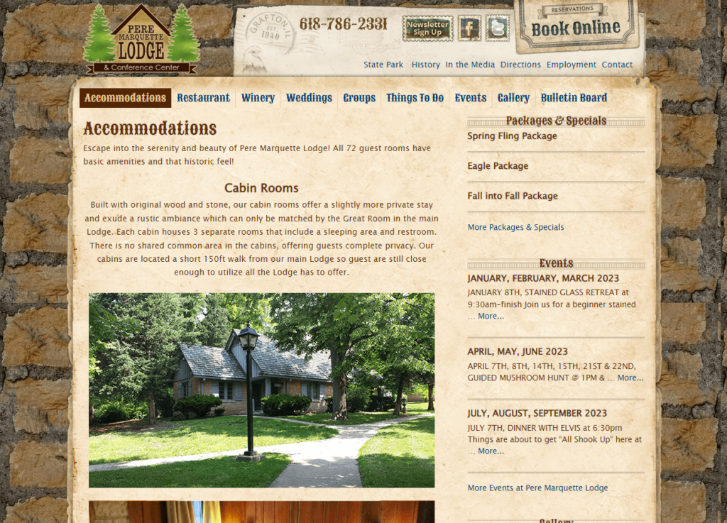Homepage of Pere Marquette Lodge & Cabins / pmlodge.net
