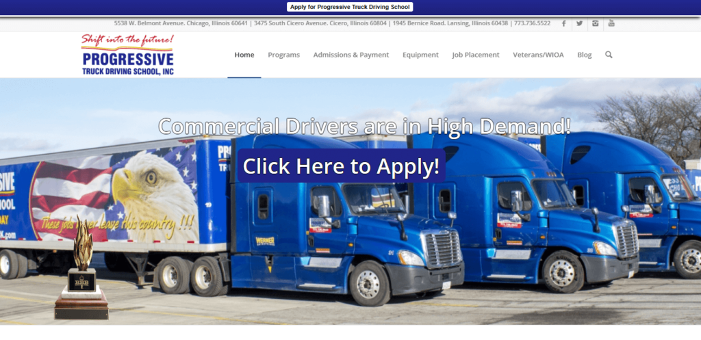 Homepage of Progressive Truck Driving School / cdltruck.com
