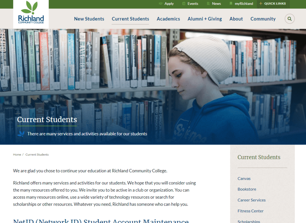 Homepage of Richland Community College Farmers Market / richland.edu
