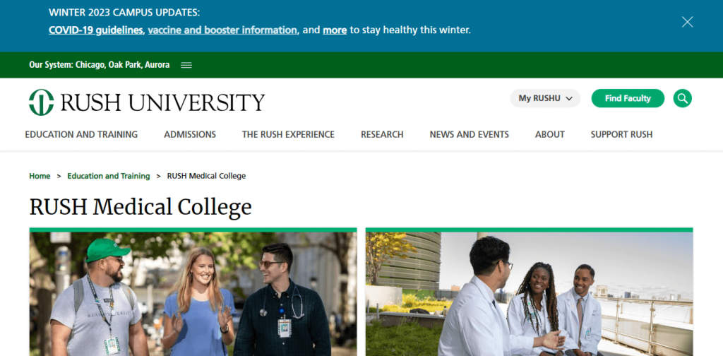 Homepage of RUSH Medical College / rushu.rush.edu